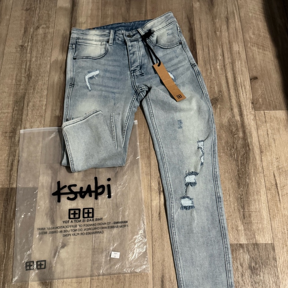 Ksubi Faded Blue Ripped Skinny Jeans